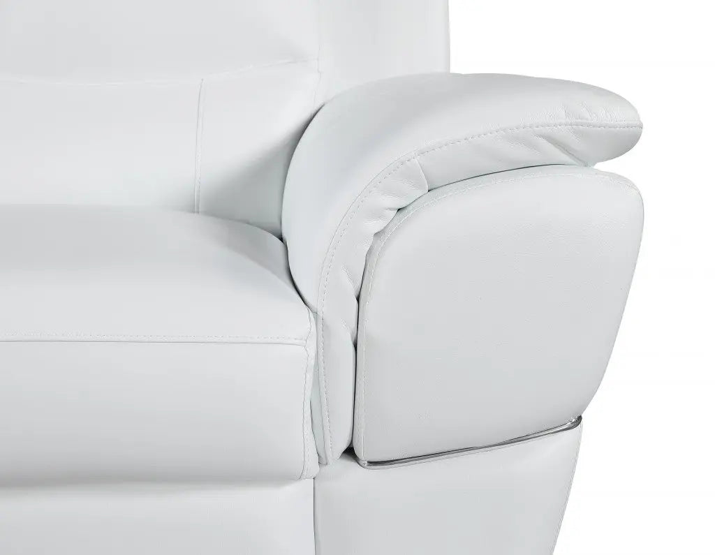 48" White And Silver Leather Match Club Chair Homeroots Living Room