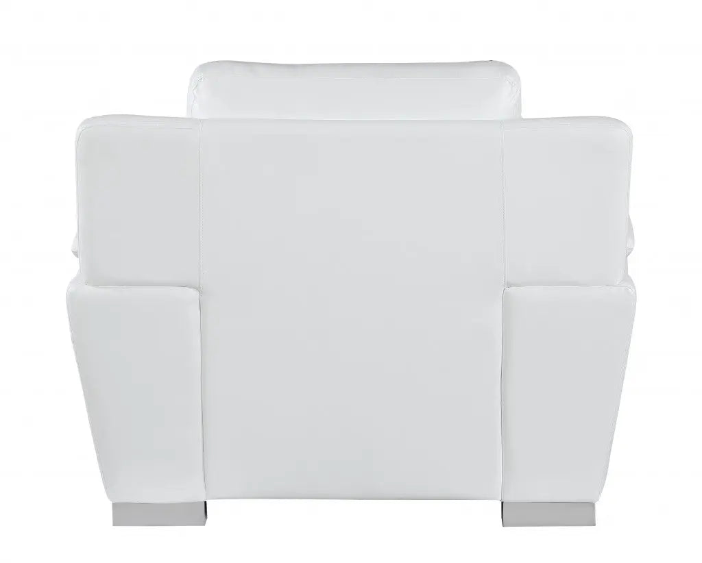 48" White And Silver Leather Match Club Chair Homeroots Living Room