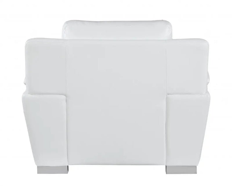 48" White And Silver Leather Match Club Chair Homeroots Living Room