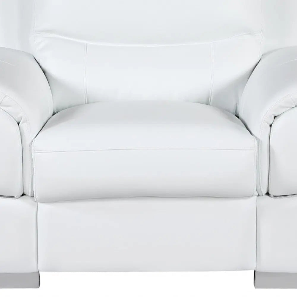 48" White And Silver Leather Match Club Chair Homeroots Living Room