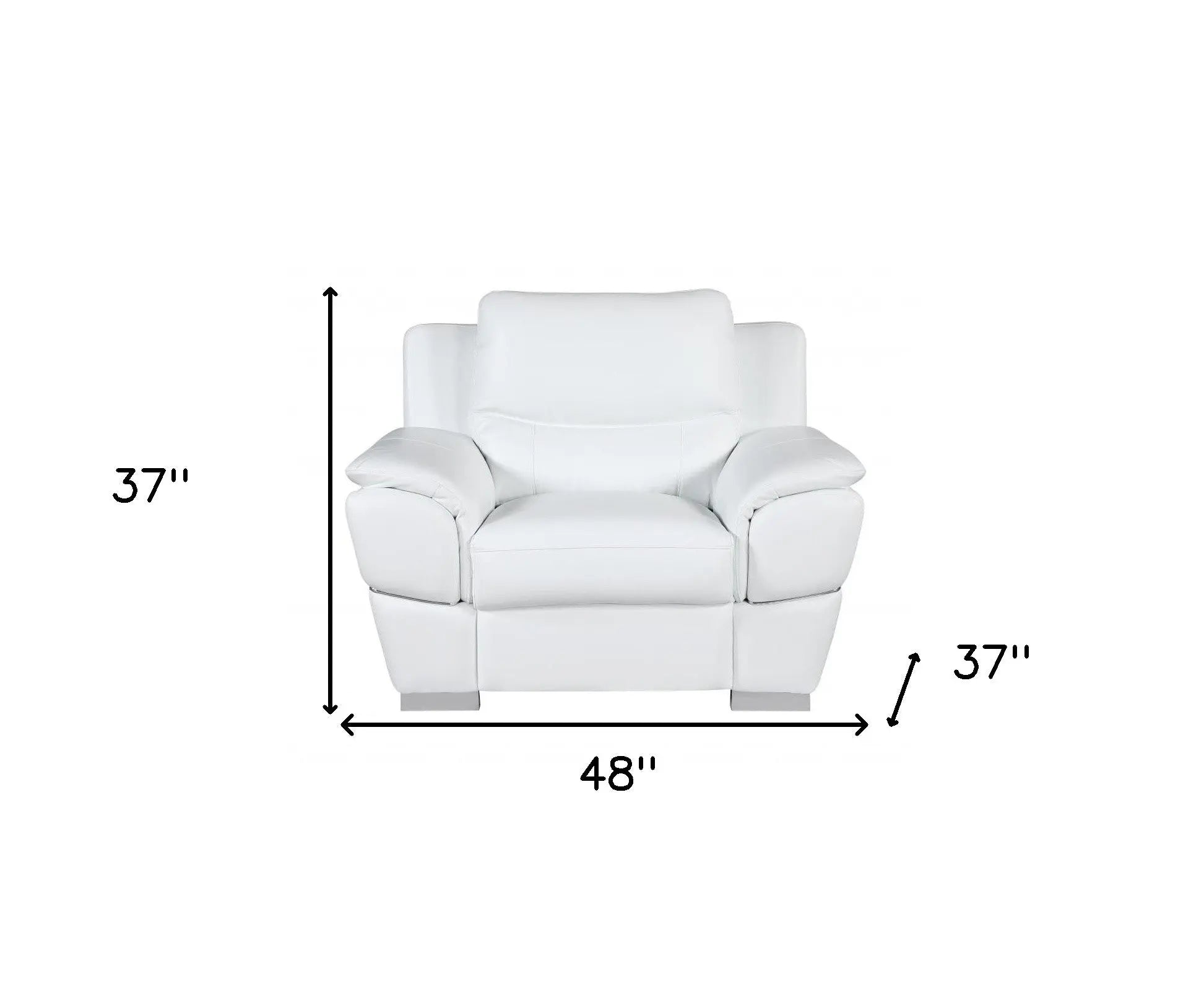 48" White And Silver Leather Match Club Chair Homeroots Living Room