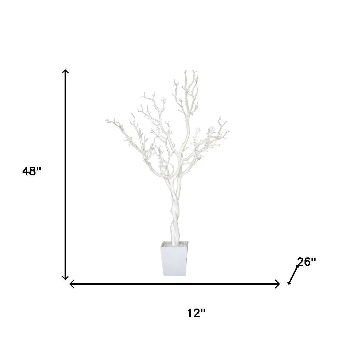 48" White Artificial Manzanita Tree In White Planter Pot Homeroots Home Decor