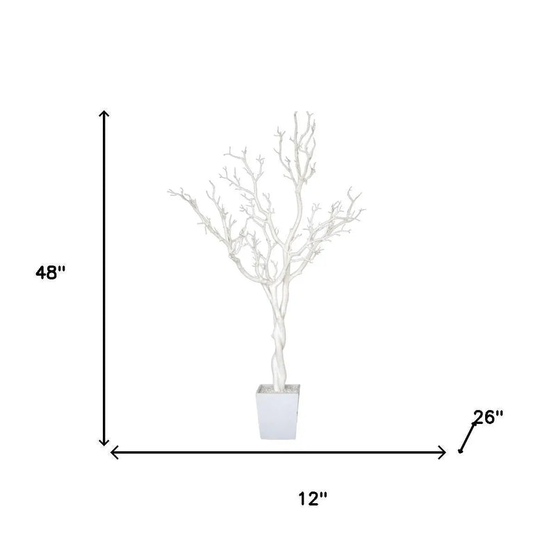 48" White Artificial Manzanita Tree In White Planter Pot Homeroots Home Decor