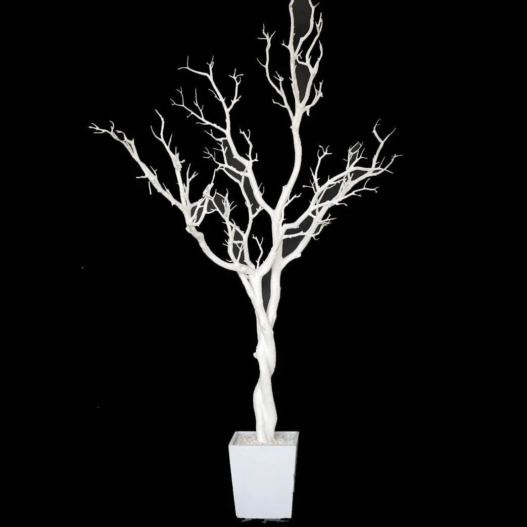 48" White Artificial Manzanita Tree In White Planter Pot Homeroots Home Decor