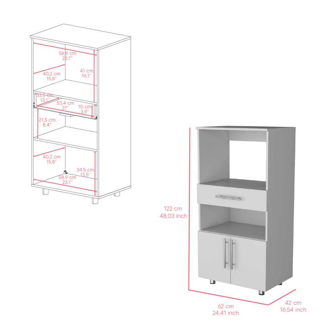 48" White Wood Pantry Or Storage Closet - GreatEagleInc