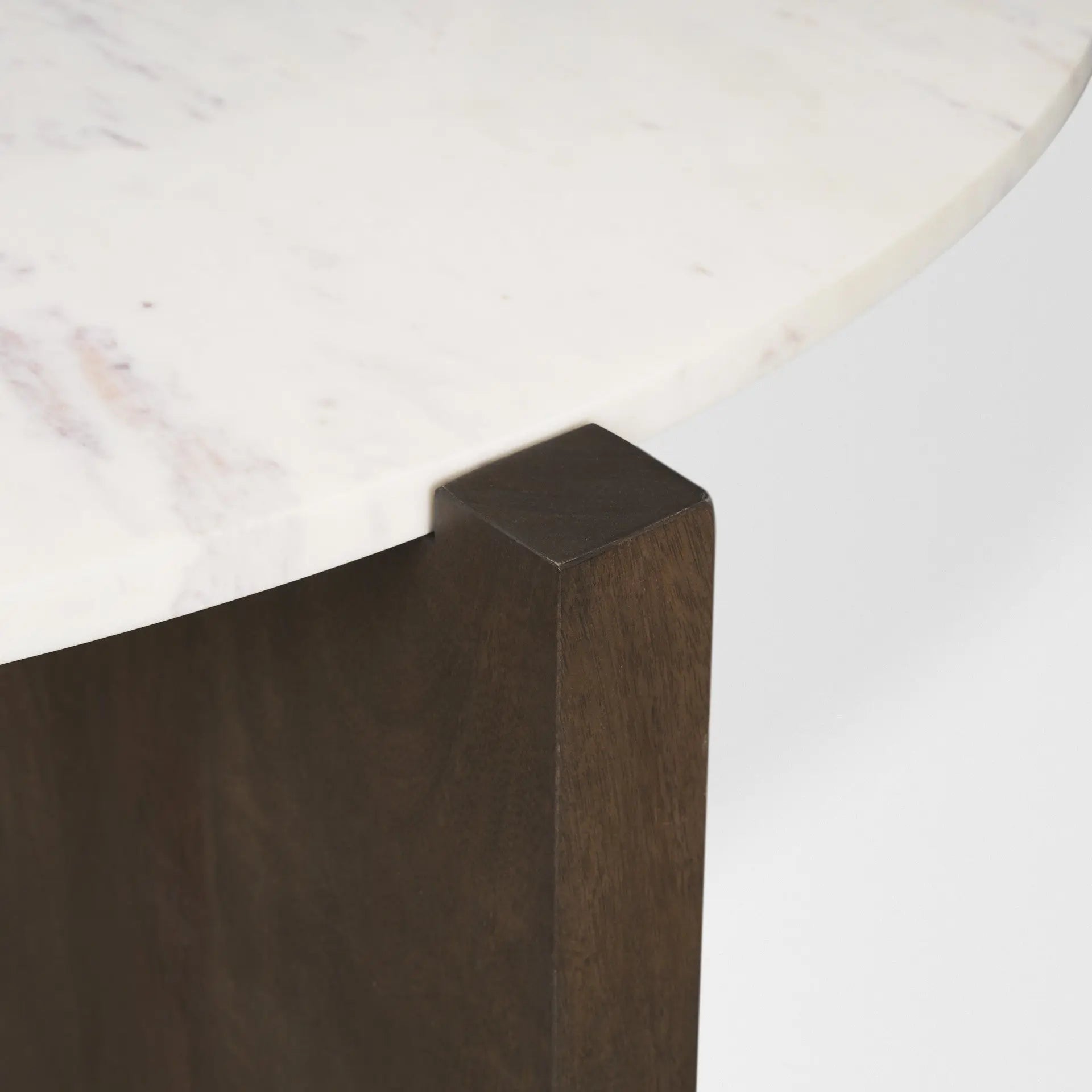 48" White and Brown Stone and Solid Wood Round Coffee Table Homeroots Living Room
