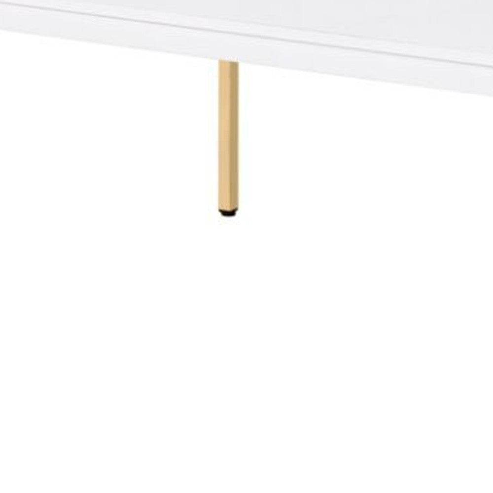 48" White and Gold Wood And Metal Coffee Table - GreatEagleInc