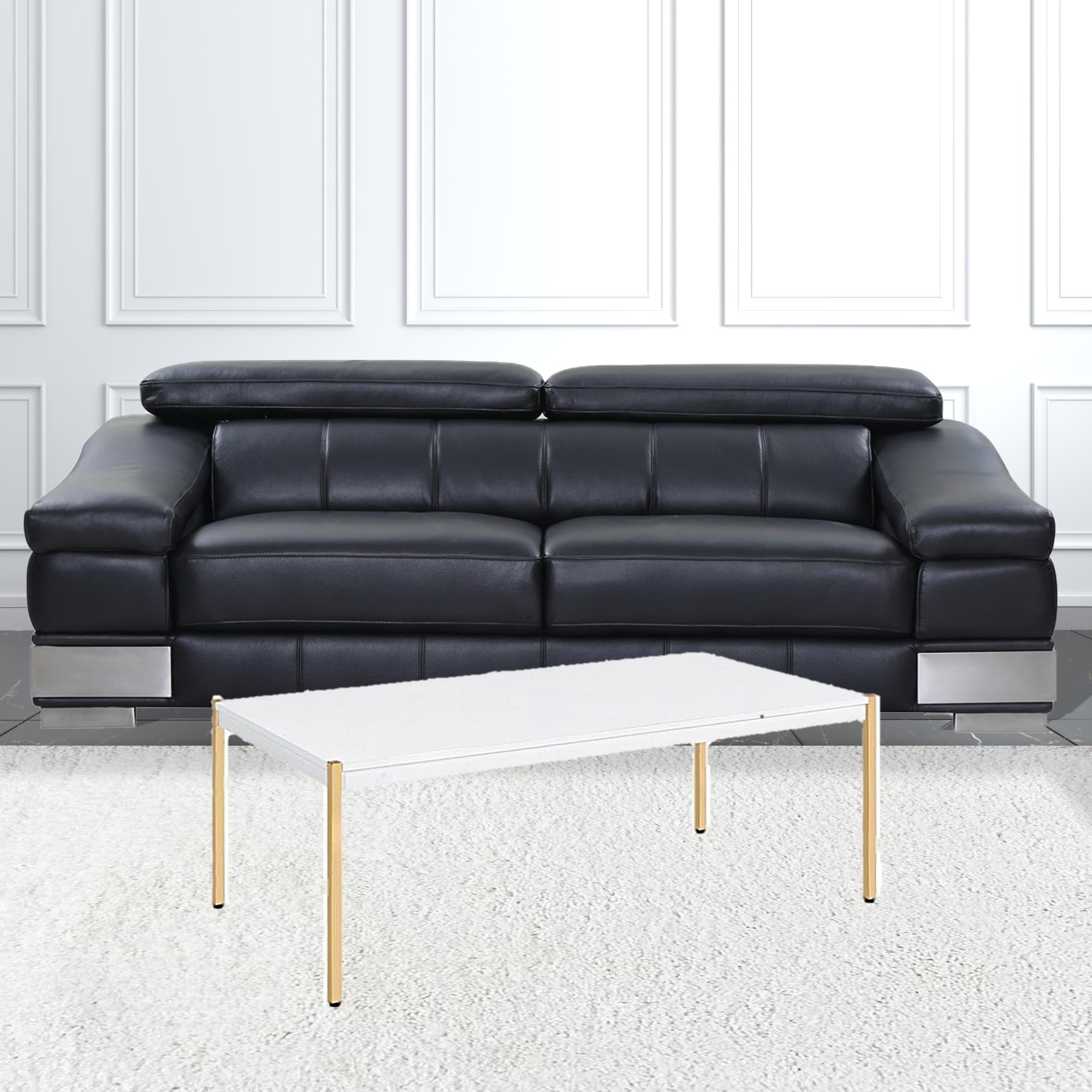 48" White and Gold Wood And Metal Coffee Table - GreatEagleInc