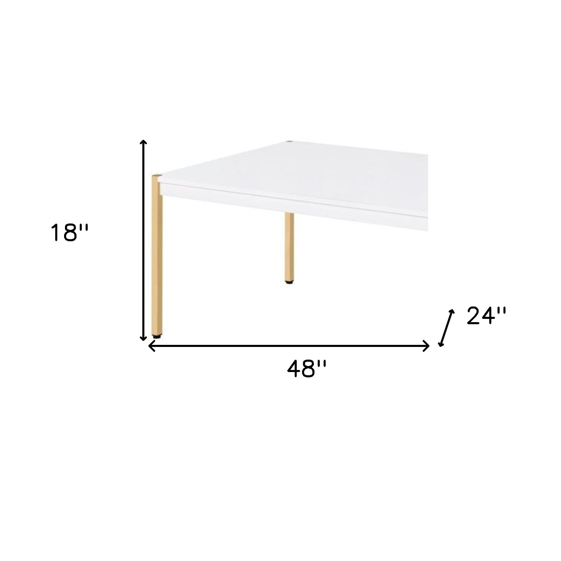 48" White and Gold Wood And Metal Coffee Table - GreatEagleInc