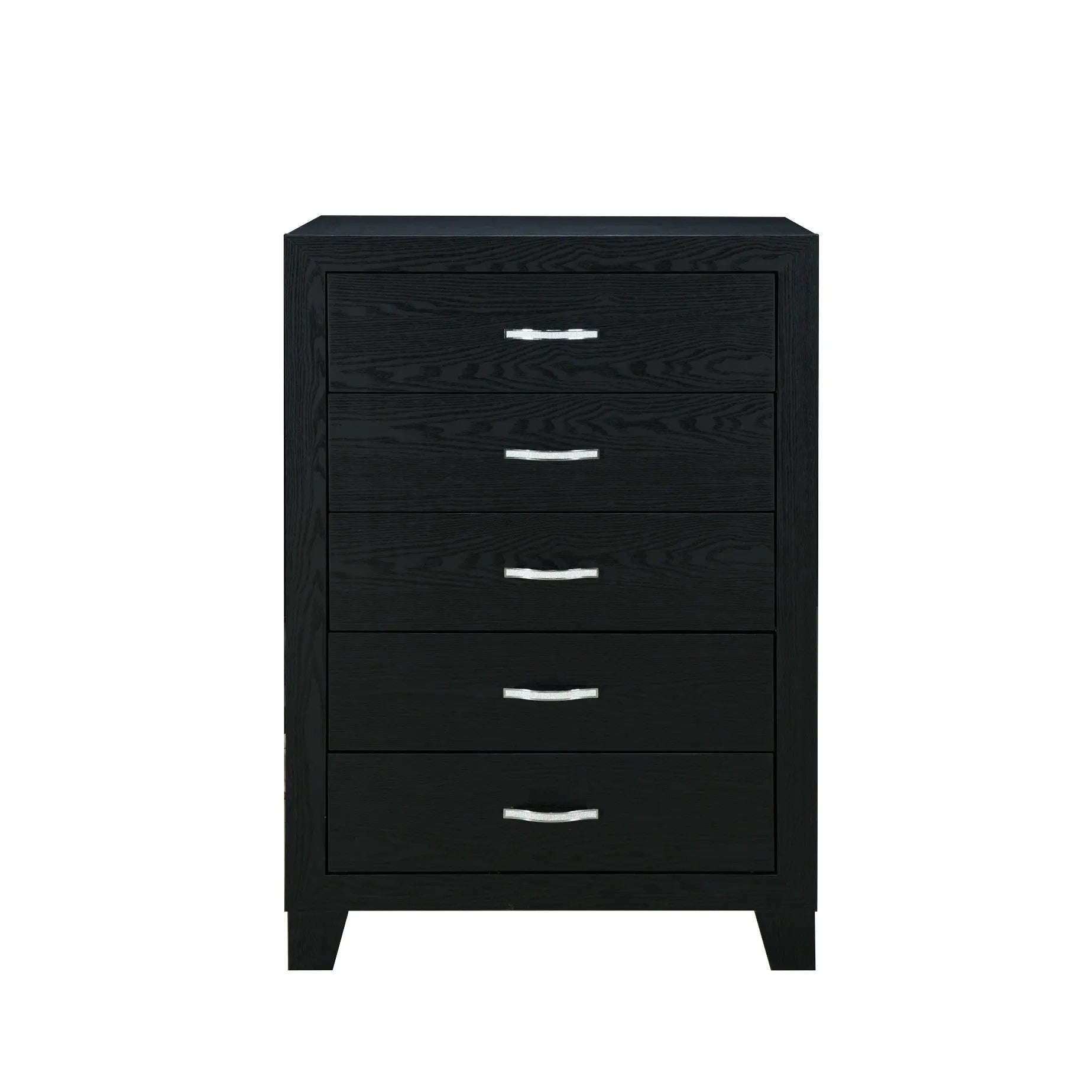 49" Black Wood Five Drawer Dresser Homeroots Bed & Bath