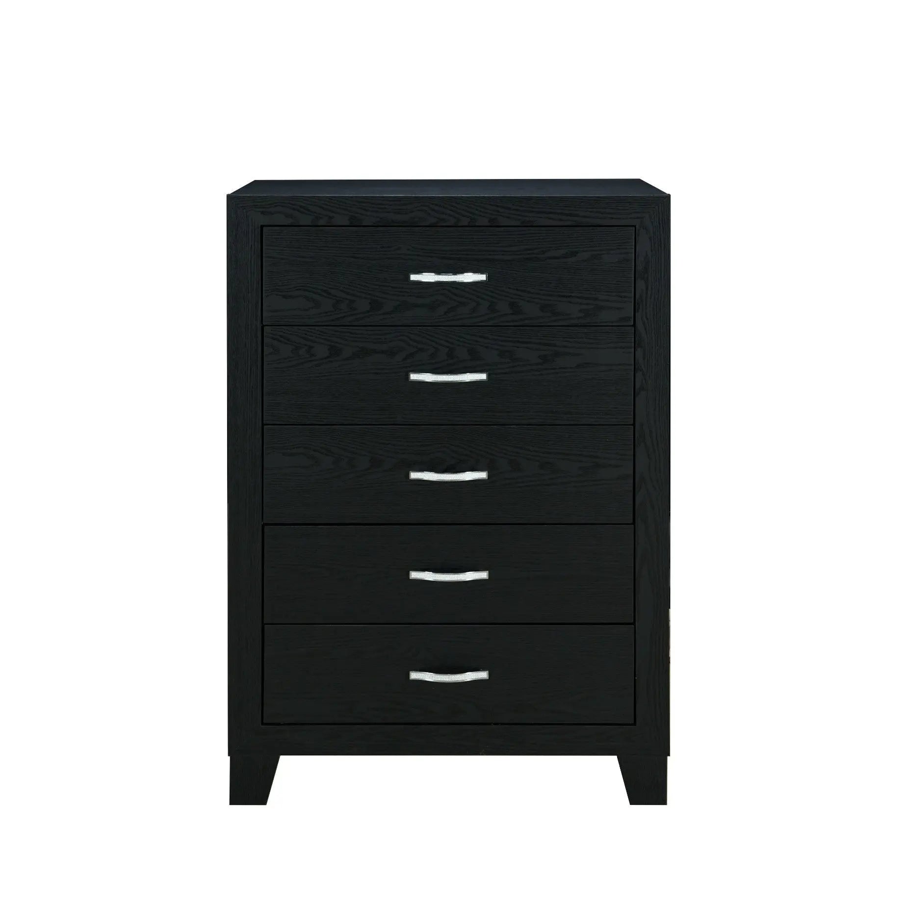 49" Black Wood Five Drawer Dresser Homeroots Bed & Bath