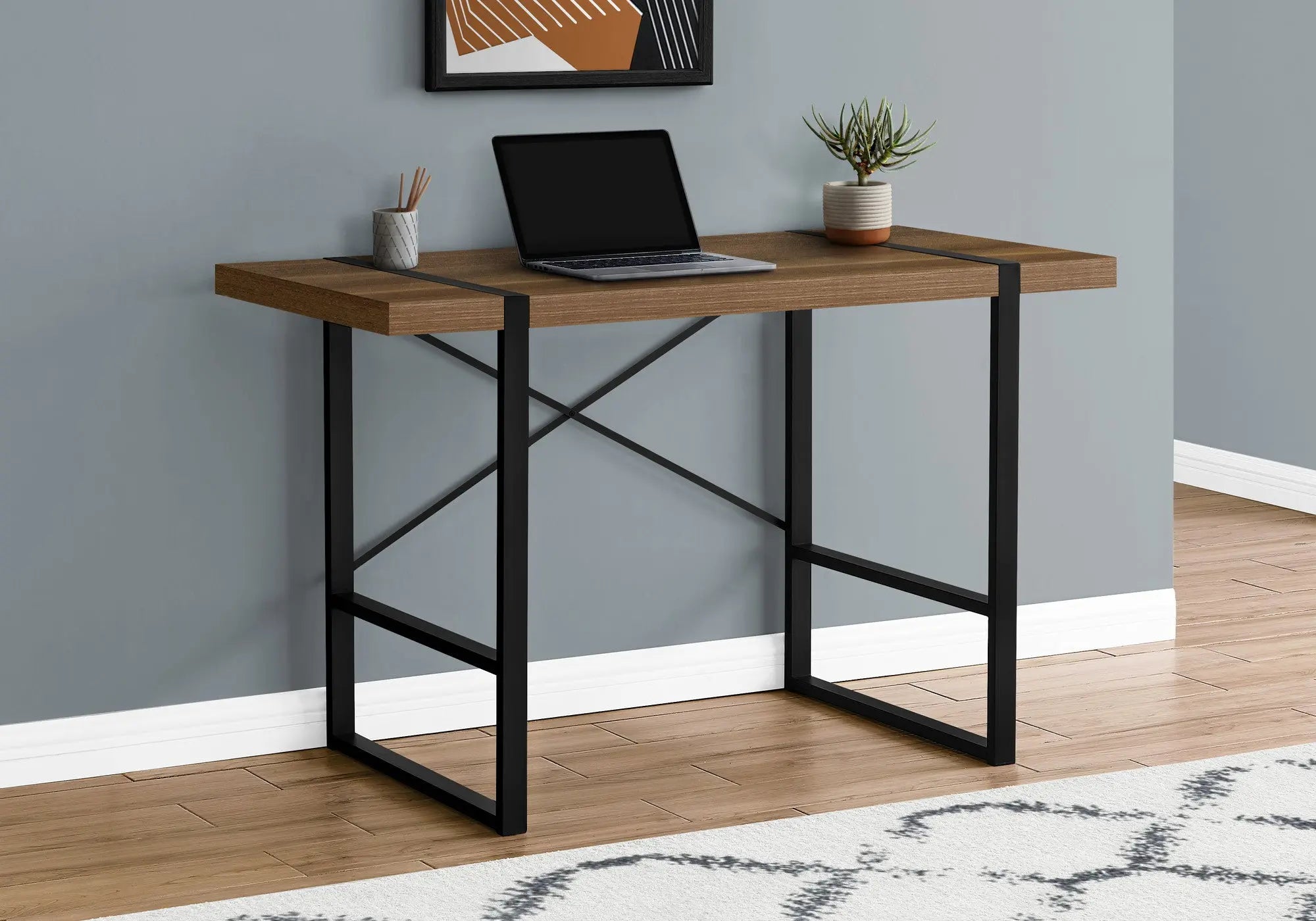 49" Brown and Black Computer Desk Homeroots Office