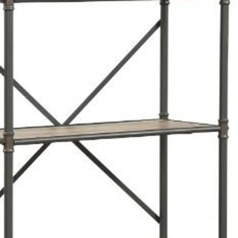 49" Gray Brown Metal Four Tier Etagere Bookcase Homeroots Office
