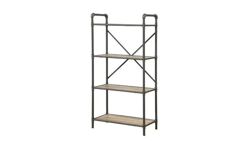 49" Gray Brown Metal Four Tier Etagere Bookcase Homeroots Office