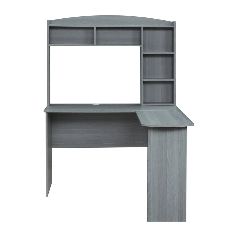 49" Gray Wood L Shape Computer Desk With Hutch Homeroots Office