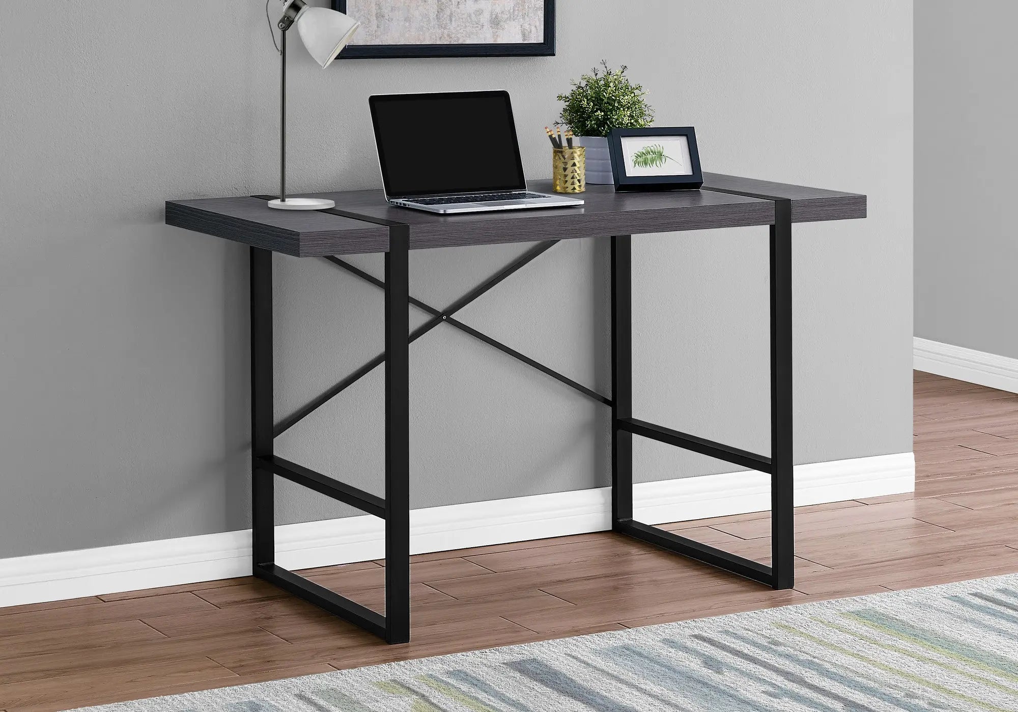 49" Gray and Black Computer Desk Homeroots Office