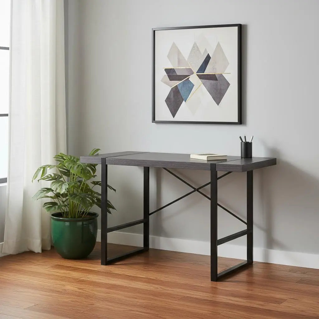 49" Gray and Black Computer Desk Homeroots Office