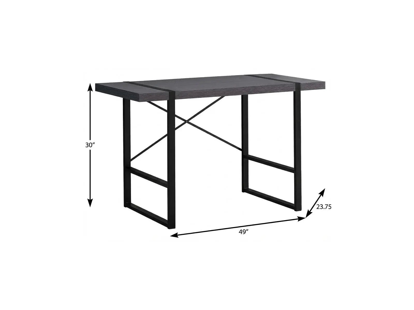 49" Gray and Black Computer Desk Homeroots Office