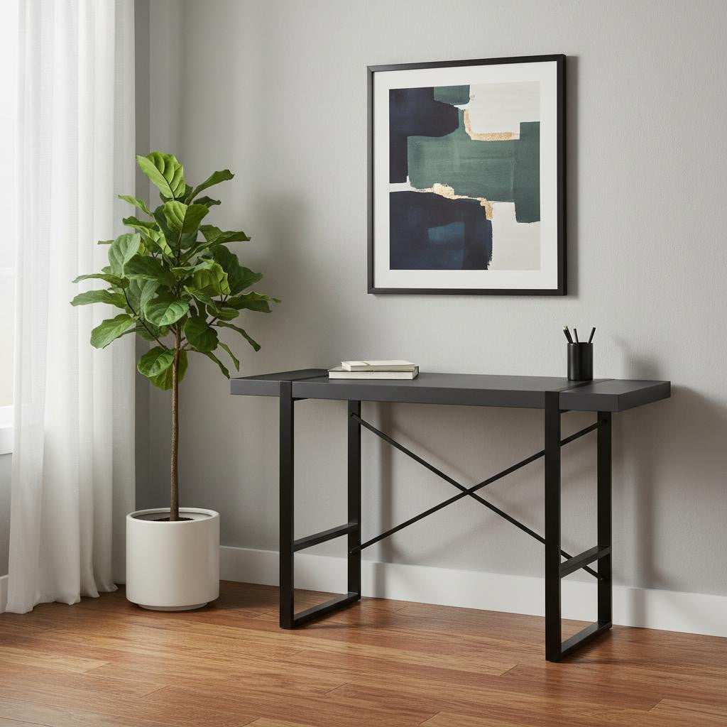 49" Gray and Black Computer Desk Homeroots Office