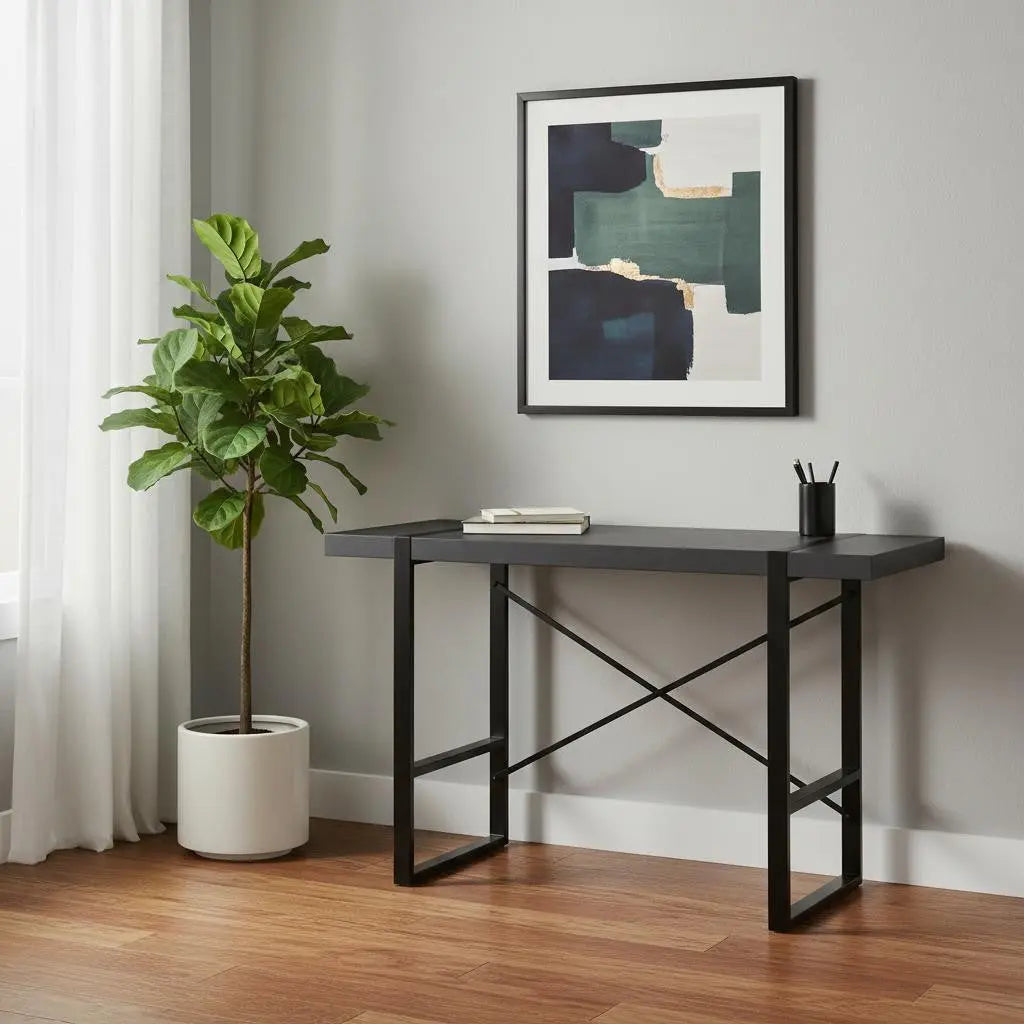 49" Gray and Black Computer Desk Homeroots Office