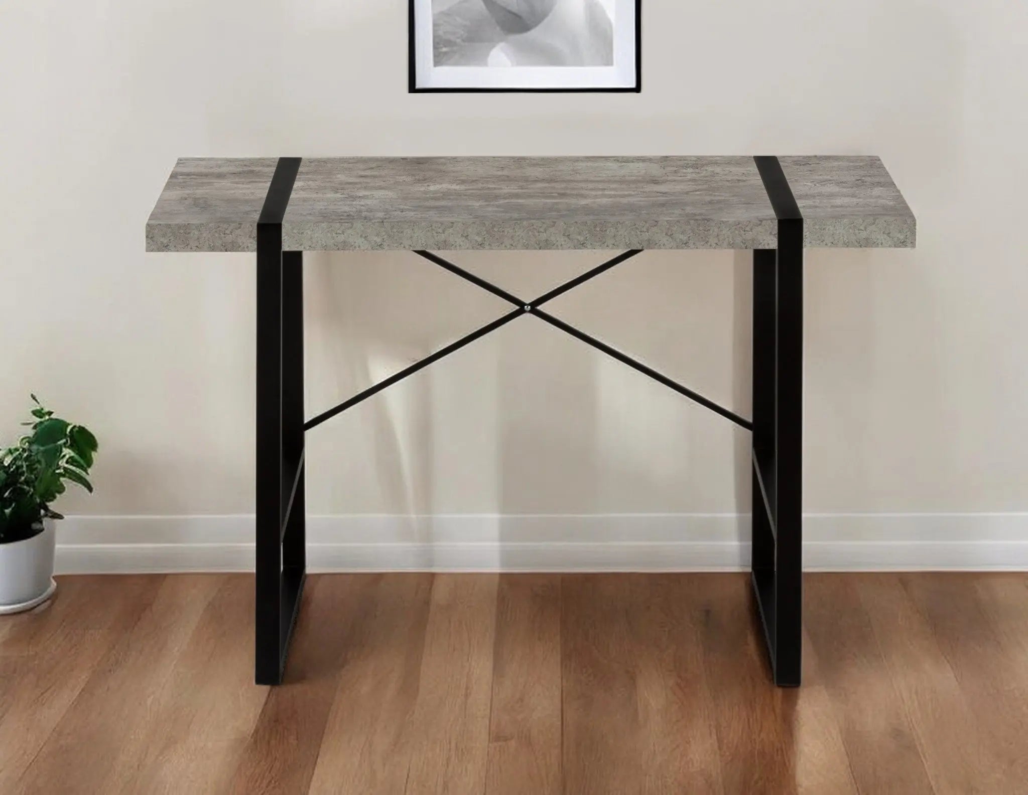 49" Gray and Black Computer Desk Homeroots Office