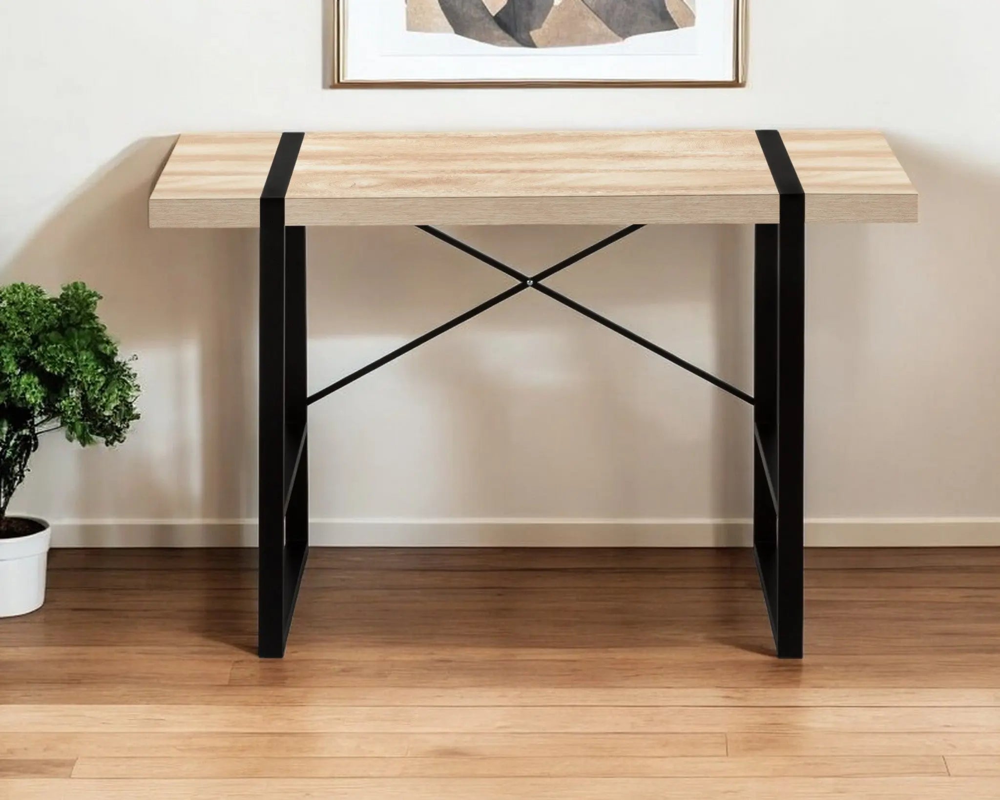 49" Natural and Black Computer Desk Homeroots Office
