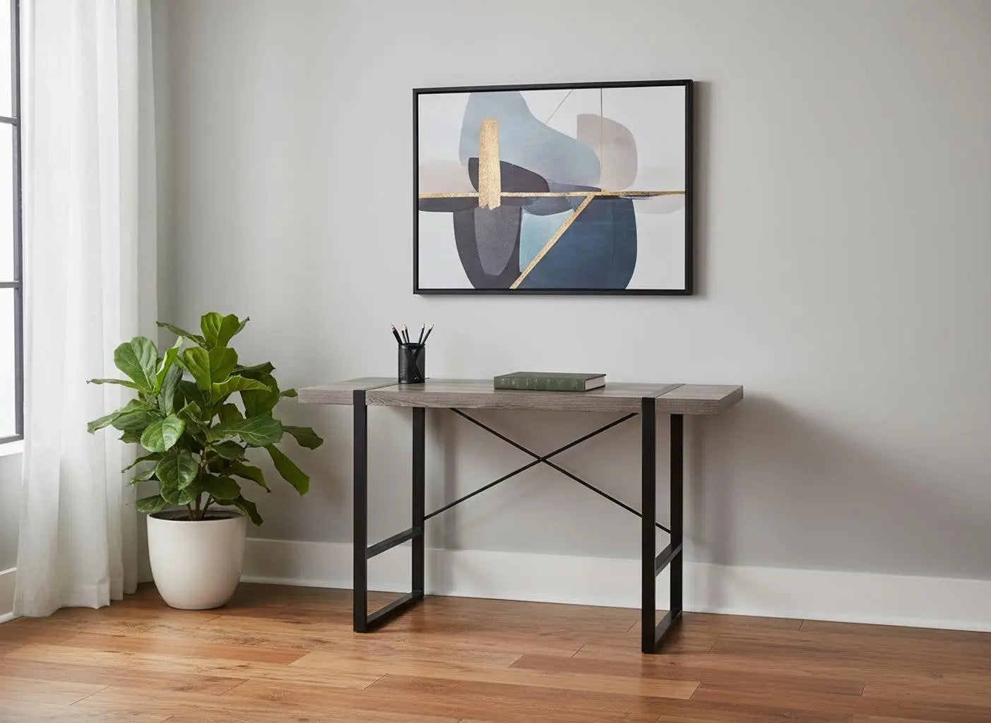24" Taupe and Black Computer Desk - GreatEagleInc