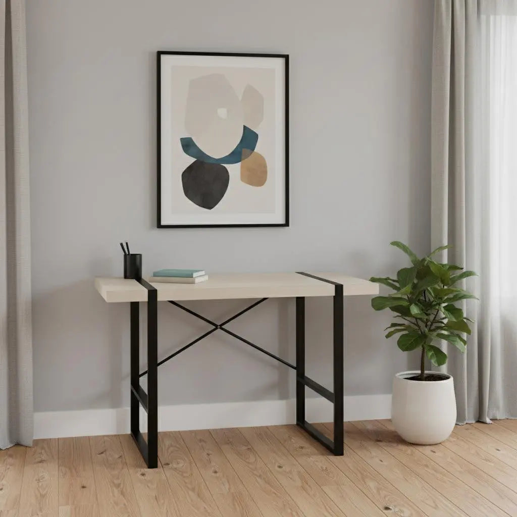 49" Taupe and Black Computer Desk Homeroots Office