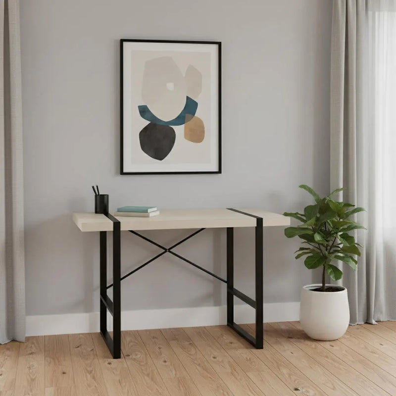 49" Taupe and Black Computer Desk Homeroots Office