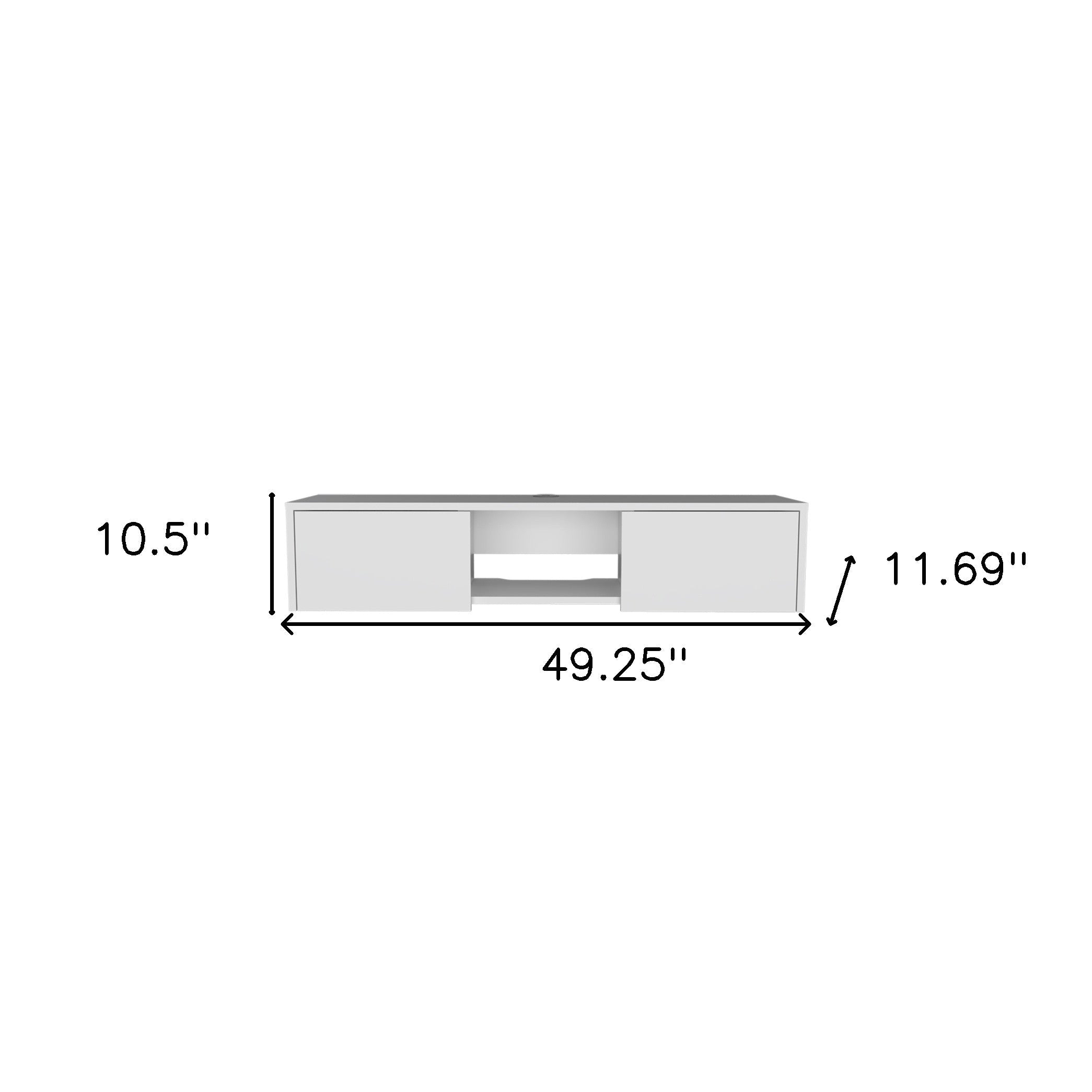 49" White Floating Mount TV Stand - GreatEagleInc