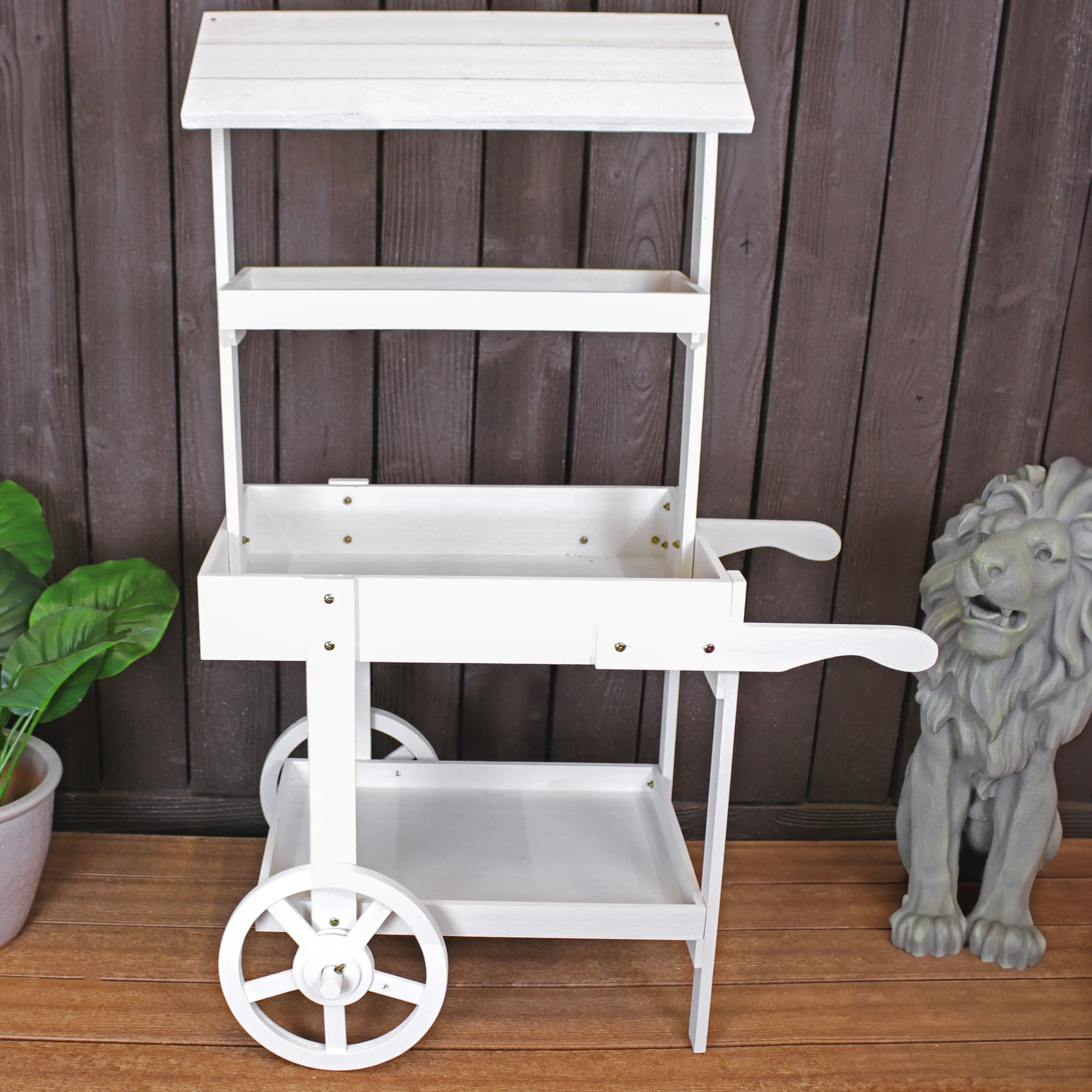 49" White Solid Wood Garden Art Homeroots Outdoor