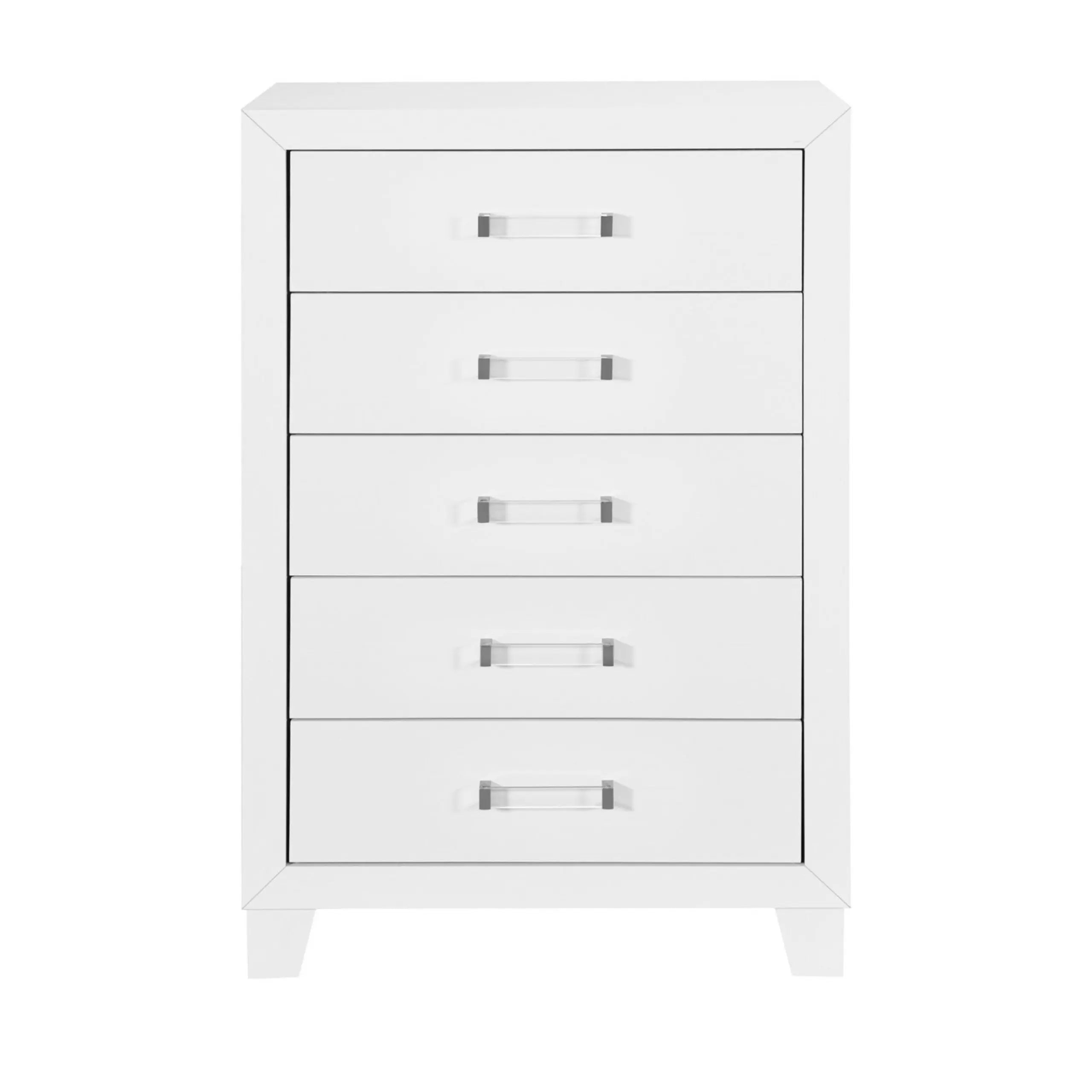 49" White Wood Five Drawer Dresser Homeroots Bed & Bath