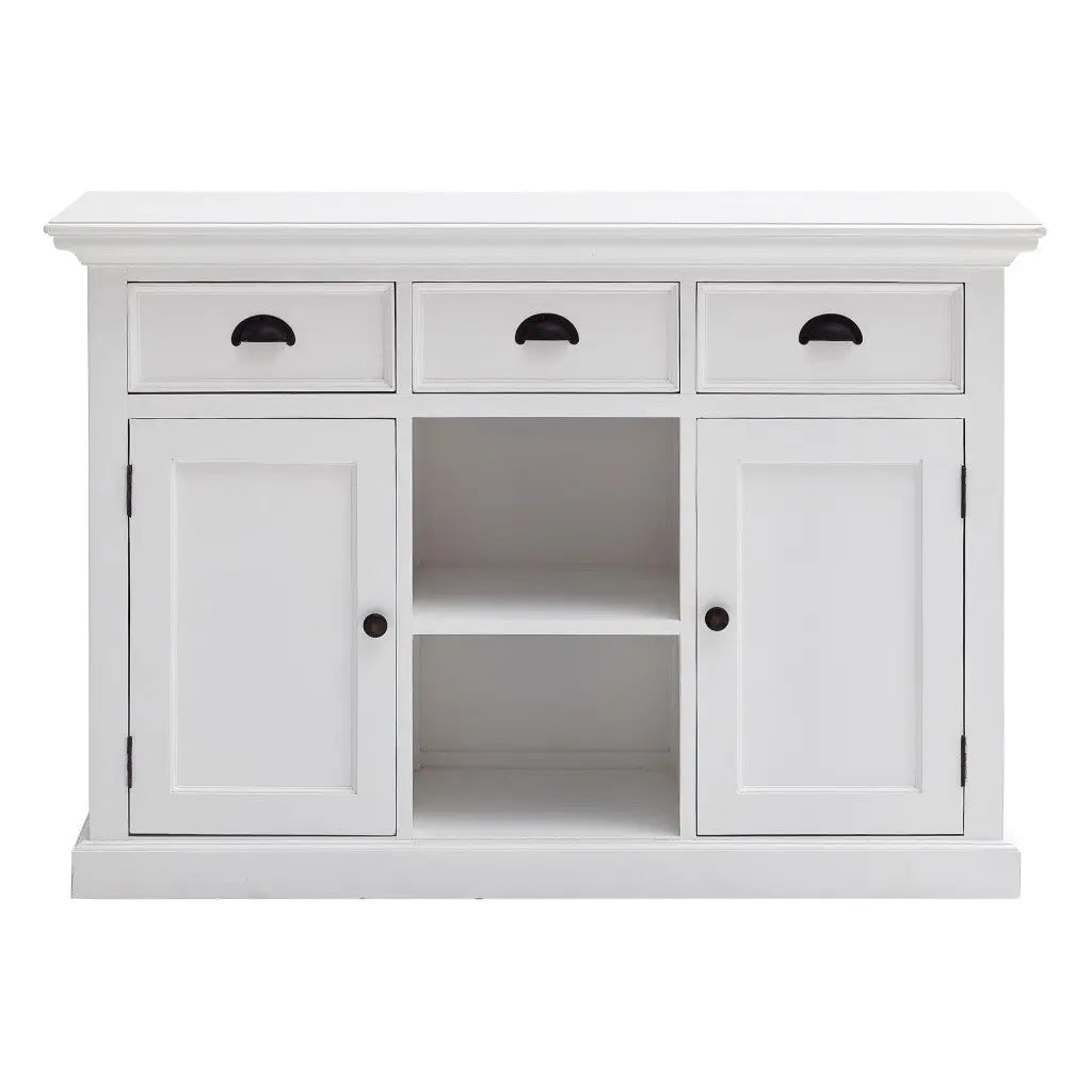 49" White Wood Three Drawer Sideboard with Two Doors Homeroots Kitchen & Dining
