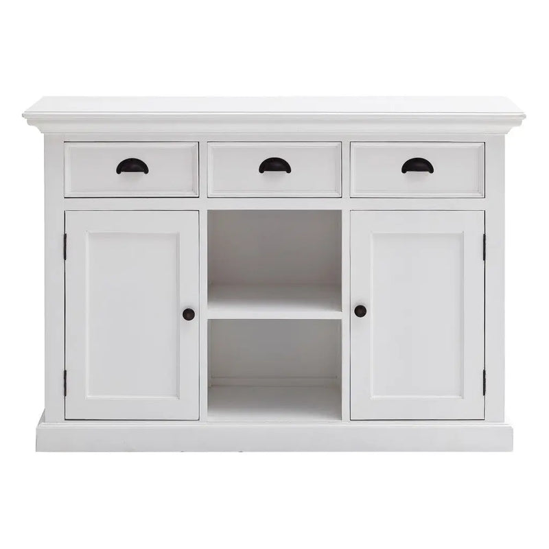 49" White Wood Three Drawer Sideboard with Two Doors Homeroots Kitchen & Dining
