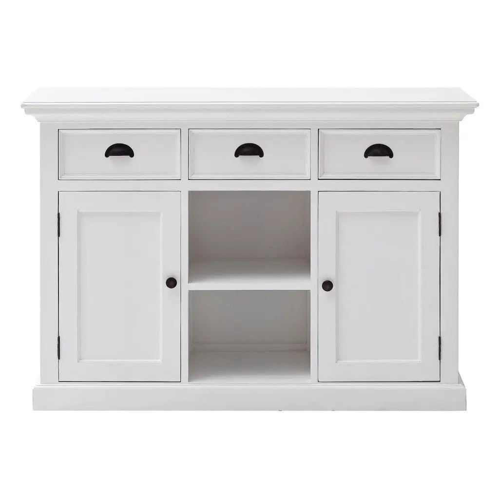 49" White Wood Three Drawer Sideboard with Two Doors Homeroots Kitchen & Dining