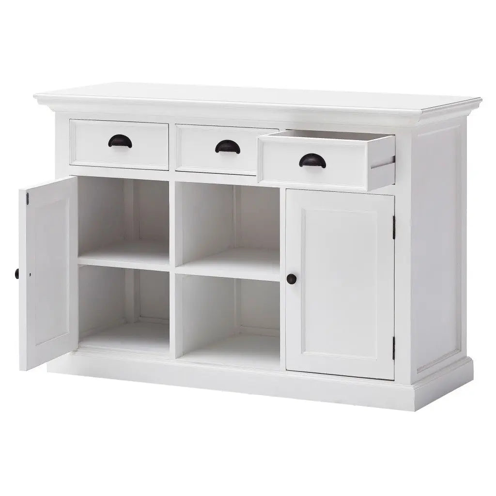 49" White Wood Three Drawer Sideboard with Two Doors Homeroots Kitchen & Dining