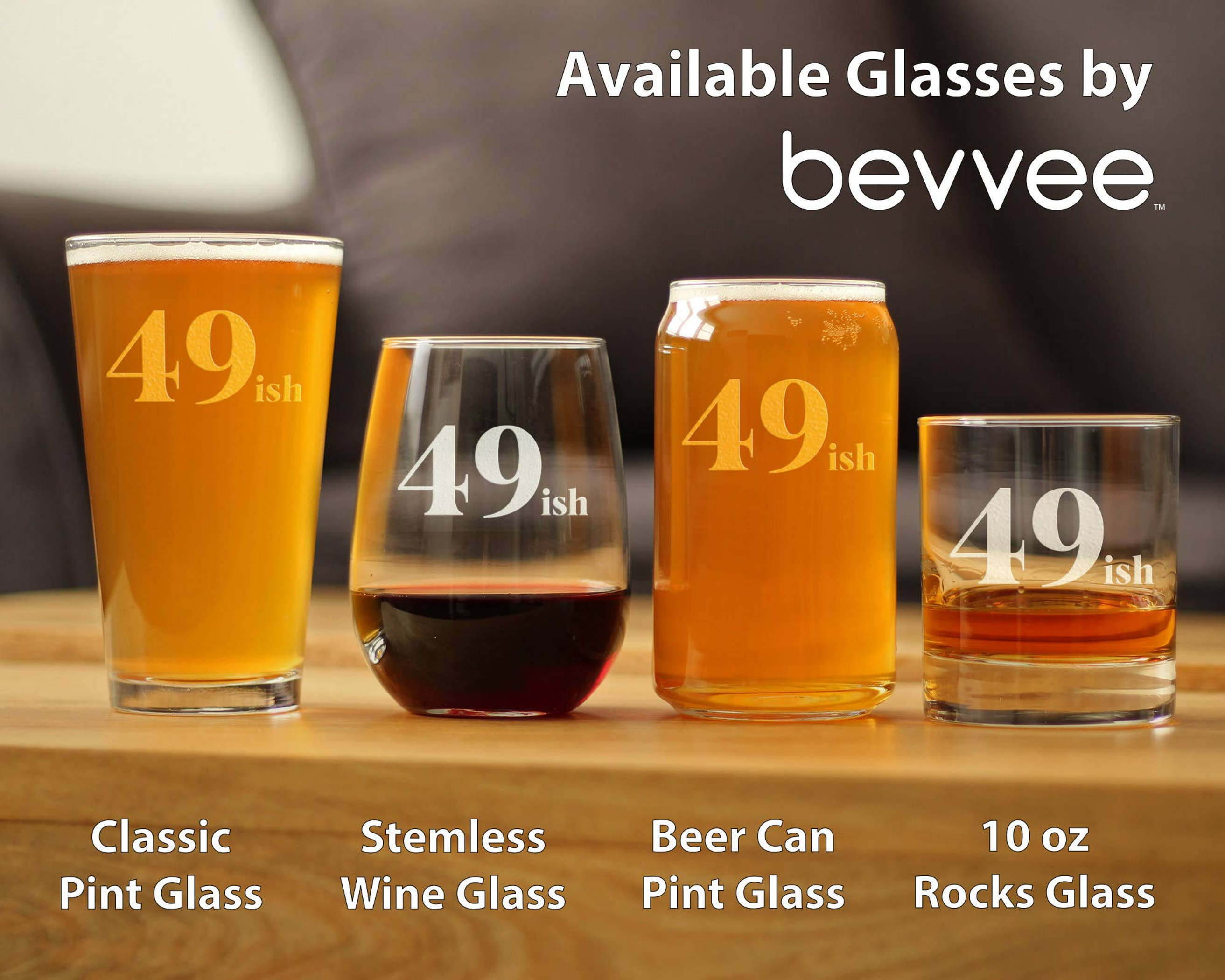 49ish Stemless Wine Glass - 50th Birthday Gifts and Decor Bevvee