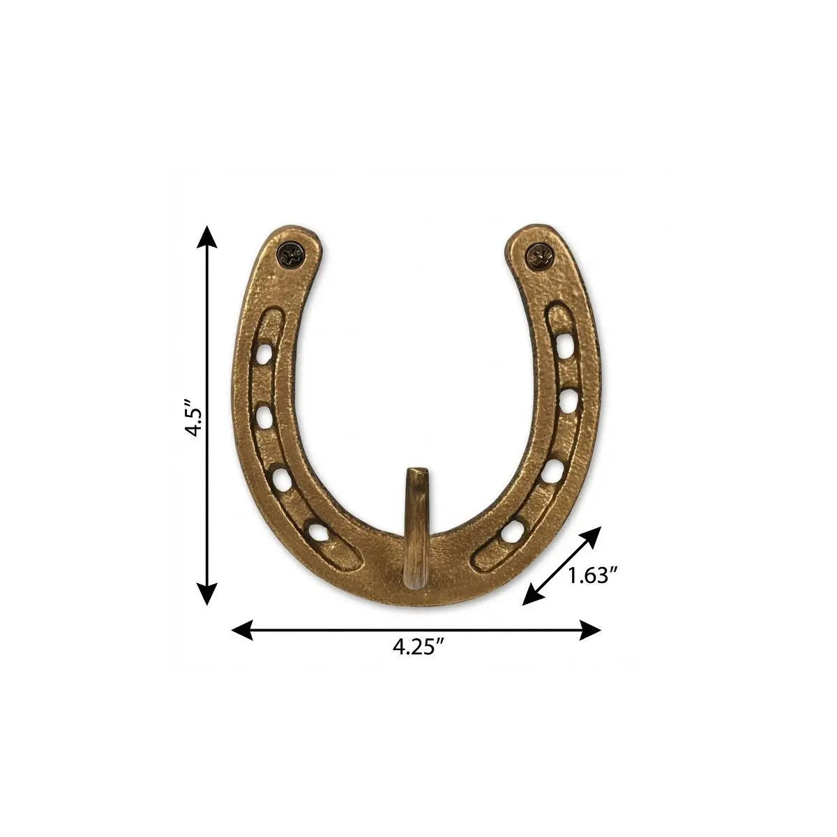 4" Antiqued Gold Cast Iron Horseshoe Wall Hook Homeroots Organization