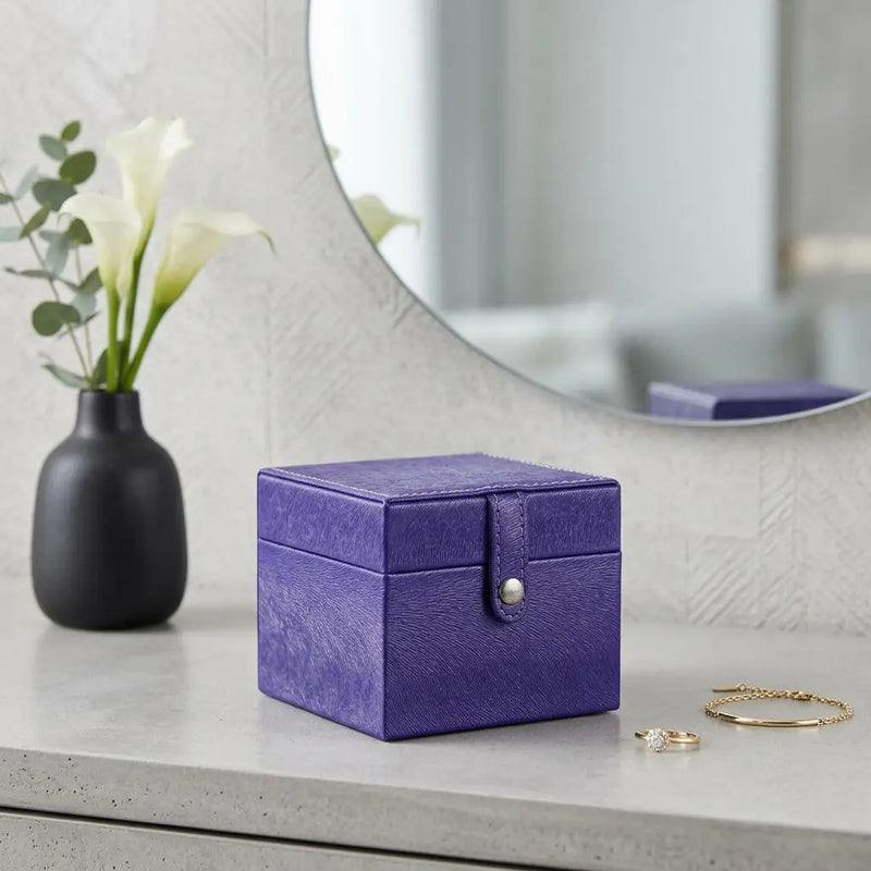 4" Azure Faux Leather Five Section Jewelry Box Travel Case With Mirror Homeroots Organization