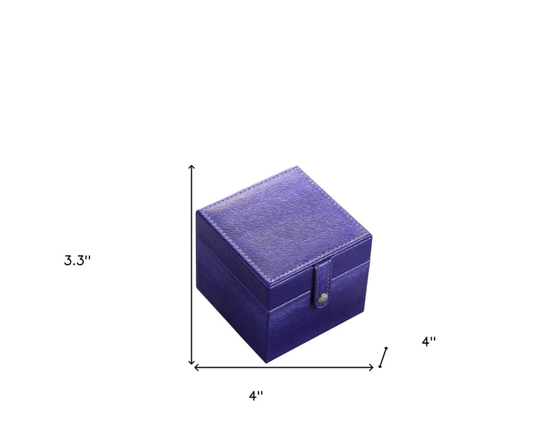 4" Azure Faux Leather Five Section Jewelry Box Travel Case With Mirror Homeroots Organization