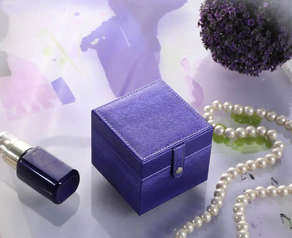 4" Azure Faux Leather Five Section Jewelry Box Travel Case With Mirror Homeroots Organization
