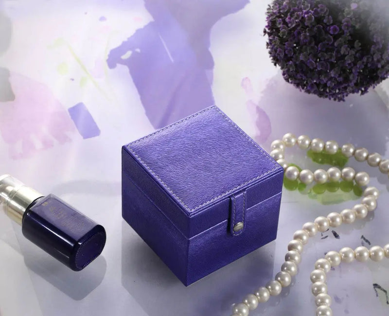 4" Azure Faux Leather Five Section Jewelry Box Travel Case With Mirror Homeroots Organization
