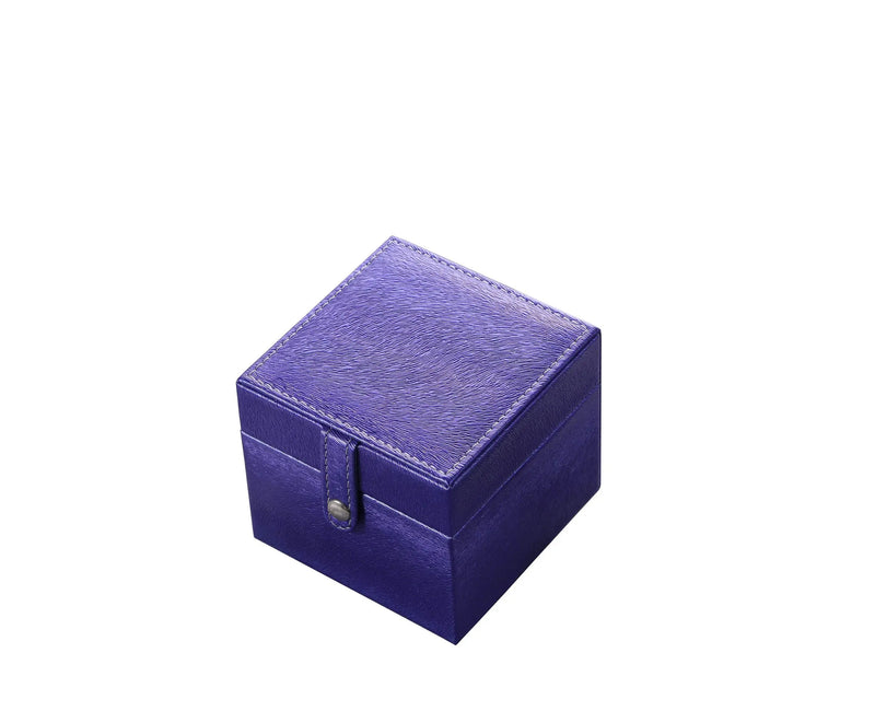 4" Azure Faux Leather Five Section Jewelry Box Travel Case With Mirror Homeroots Organization