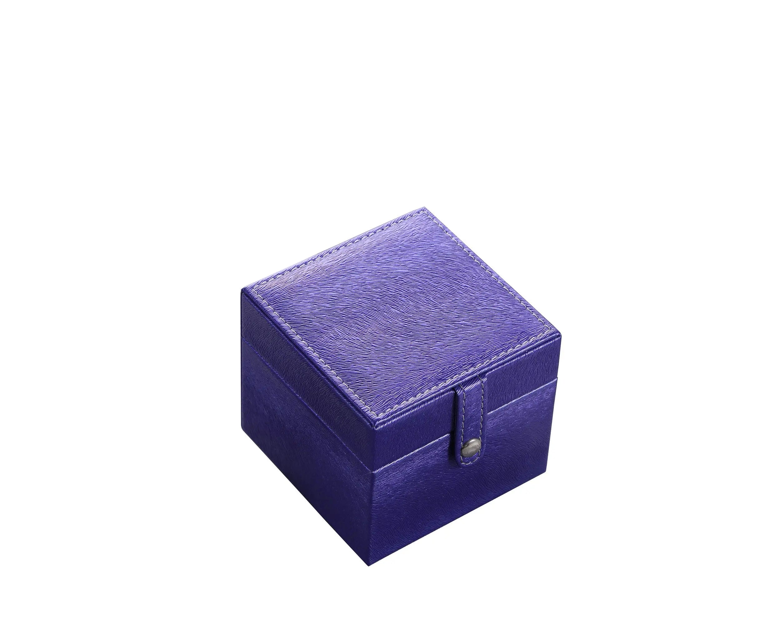 4" Azure Faux Leather Five Section Jewelry Box Travel Case With Mirror Homeroots Organization