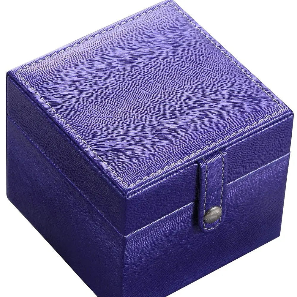 4" Azure Faux Leather Five Section Jewelry Box Travel Case With Mirror Homeroots Organization