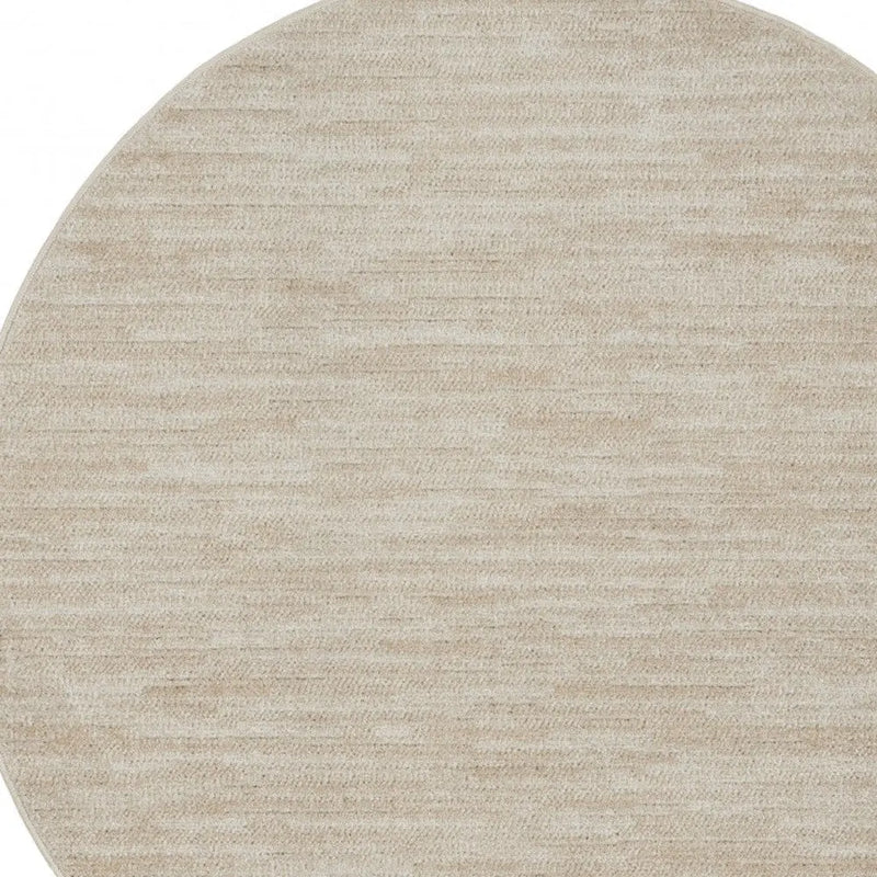 4' Beige And Ivory Round Indoor Outdoor Area Rug - GreatEagleInc