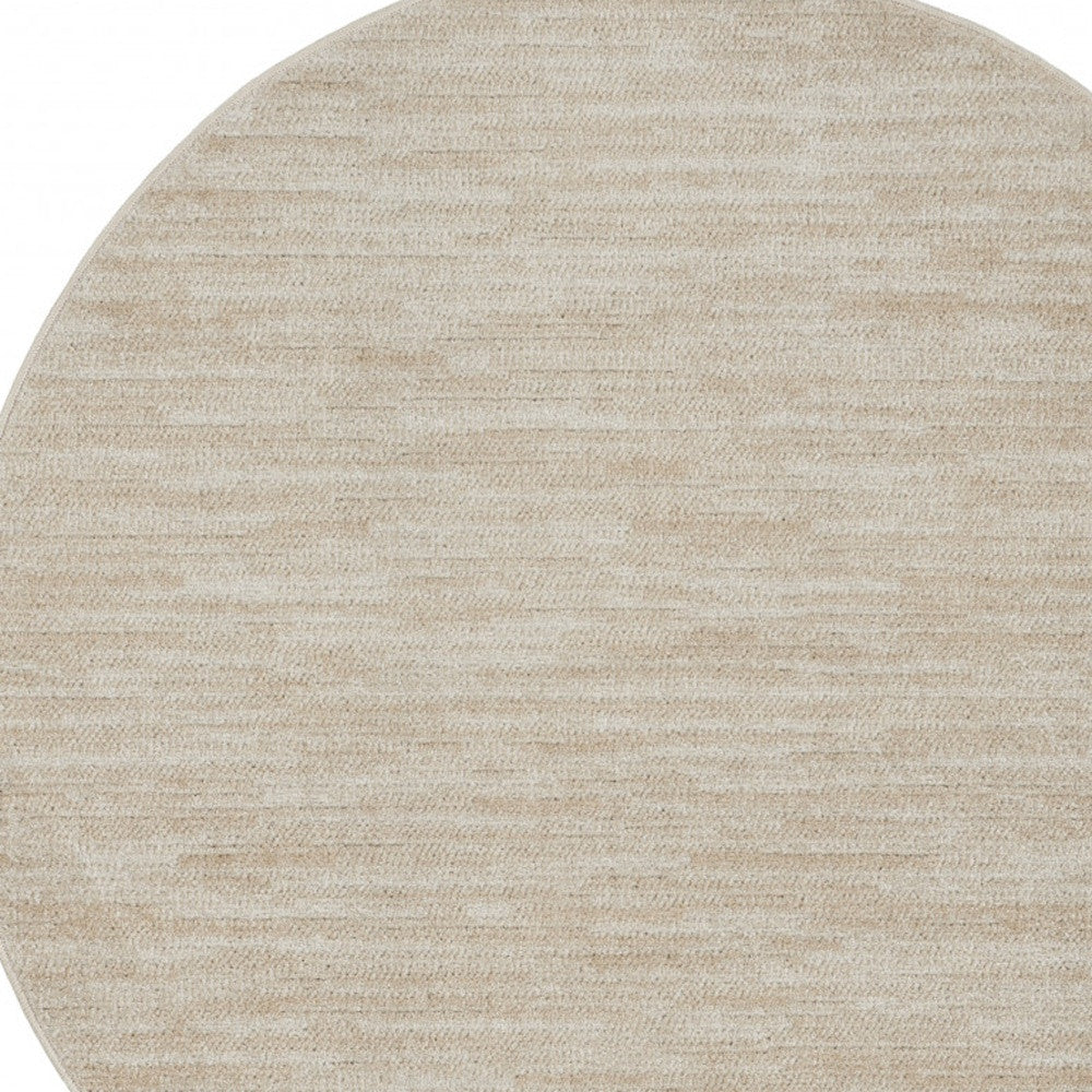 4' Beige And Ivory Round Indoor Outdoor Area Rug - GreatEagleInc