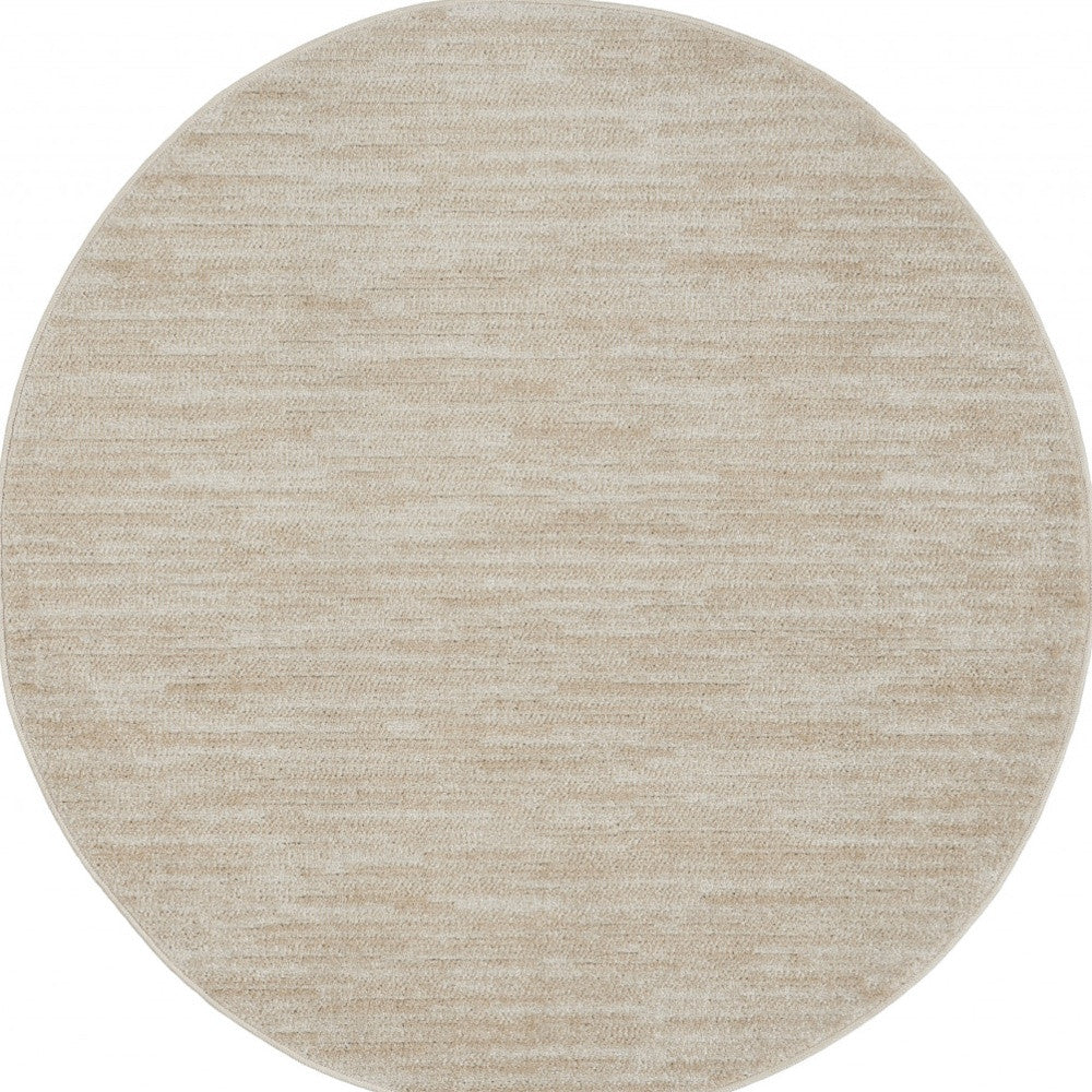 4' Beige And Ivory Round Indoor Outdoor Area Rug - GreatEagleInc