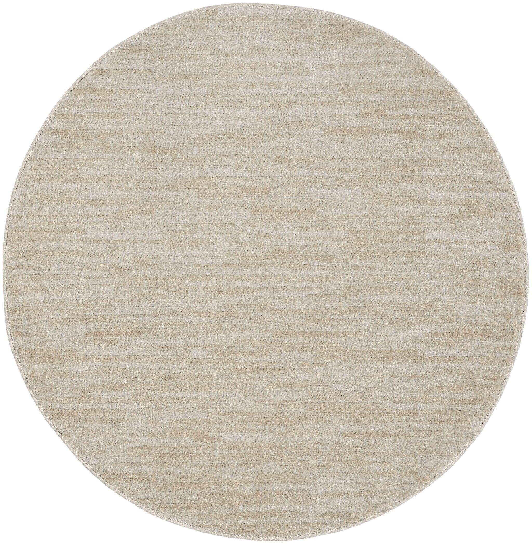 4' Beige And Ivory Round Indoor Outdoor Area Rug - GreatEagleInc