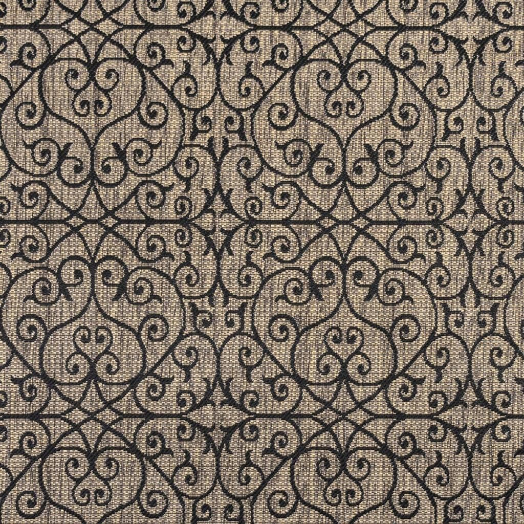 4' Black And Khaki Square Geometric Indoor Outdoor Area Rug - GreatEagleInc
